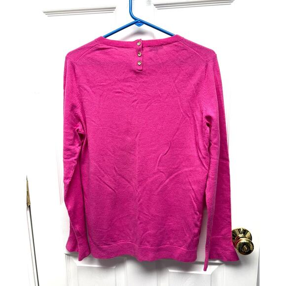 Pink Talbots Crew Neck Sweater, Lambswool, Flared Sleeve, Buttons, NWOT, Size M - Picture 2 of 5